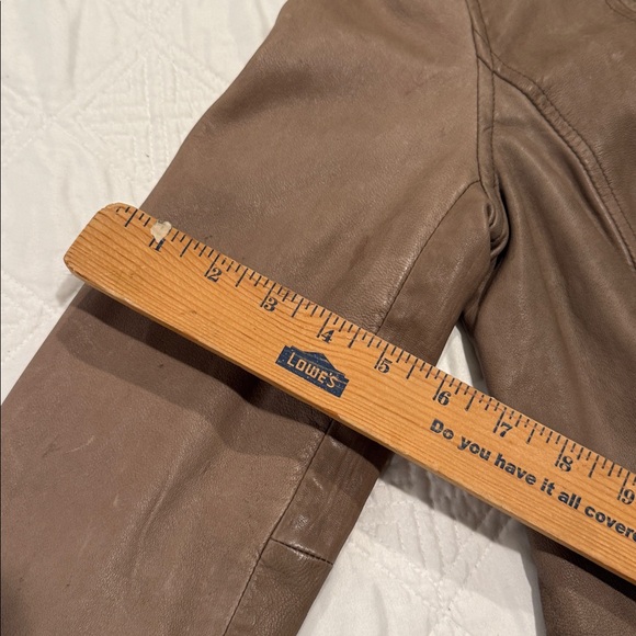Old Navy Jacket real leather color distressed coffee Latte size Small - Picture 10 of 11